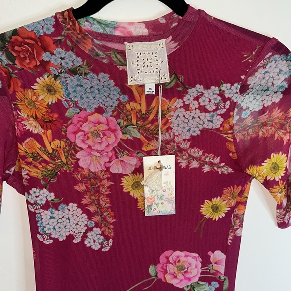 NWT Johnny Was Jade Biya JWLA 3J Workshop Golden Bouquet Mesh Top - Picture 4 of 7
